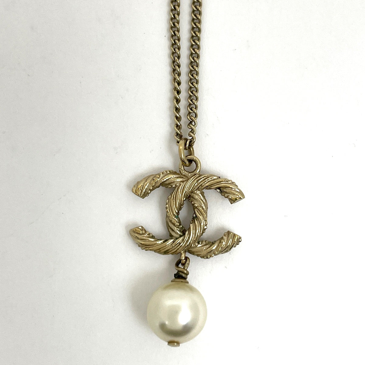シャネル ココマーク フェイクパール ネックレス ラインストーン