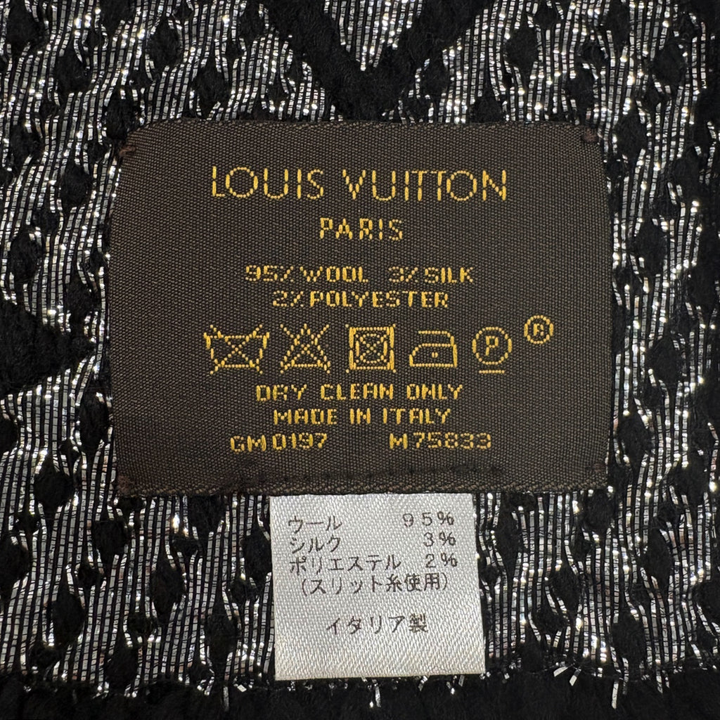 Louis ルイヴィトン／ブラック×シルバー／ロゴマフラー Vuitton ロゴ