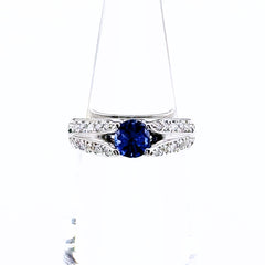 サファイア デザインリング リング 10号 750 サファイア ダイヤモンド レディース ノンブランドジュエリー 【中古】nbjwl