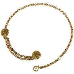 シャネル ココマーク チェーン ベルト CCマーク 2連 ベルト GP ゴールド レディース ブランドアクセサリー 【中古】bracc