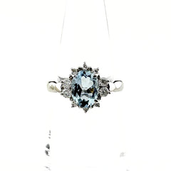 アクアマリン デザインリング プラチナ 指輪 メレダイヤ リング 11.5号 Pt900 アクアマリン ダイヤモンド レディース ノンブランドジュエリー 【中古】nbjwl