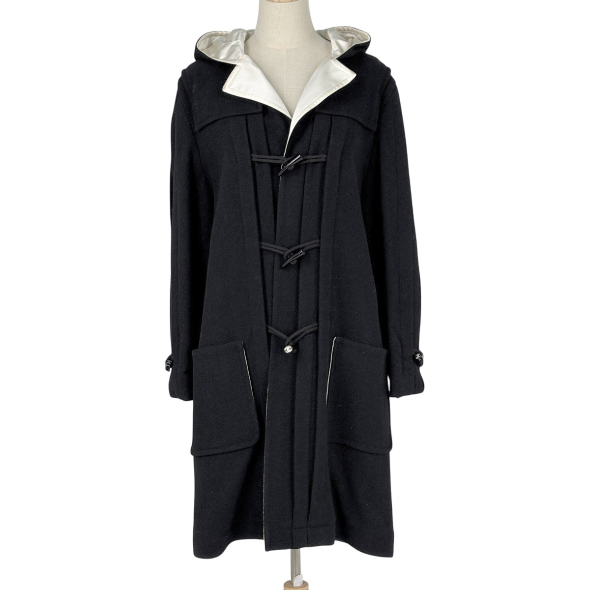 シャネル ココマークボタン ダッフルコート ロング フーディ トグル