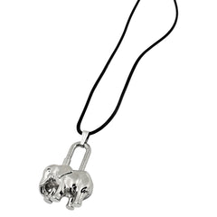 エルメス エレファントモチーフ ネックレス カデナ 象 ネックレス メタル レザー シルバー ブラック レディース ブランドアクセサリー 【中古】bracc