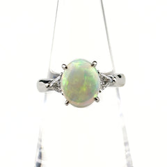 オパール デザインリング プラチナ 指輪 メレダイヤ リング 11号 Pt900 オパール ダイヤモンド レディース ノンブランドジュエリー 【中古】nbjwl