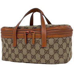 グッチ GG柄 バニティバッグ ハンドバッグ メイク コスメ 化粧ポーチ GGキャンバス ベージュ キャメル 124540 レディース ブランドバッグ・小物 【中古】brbag