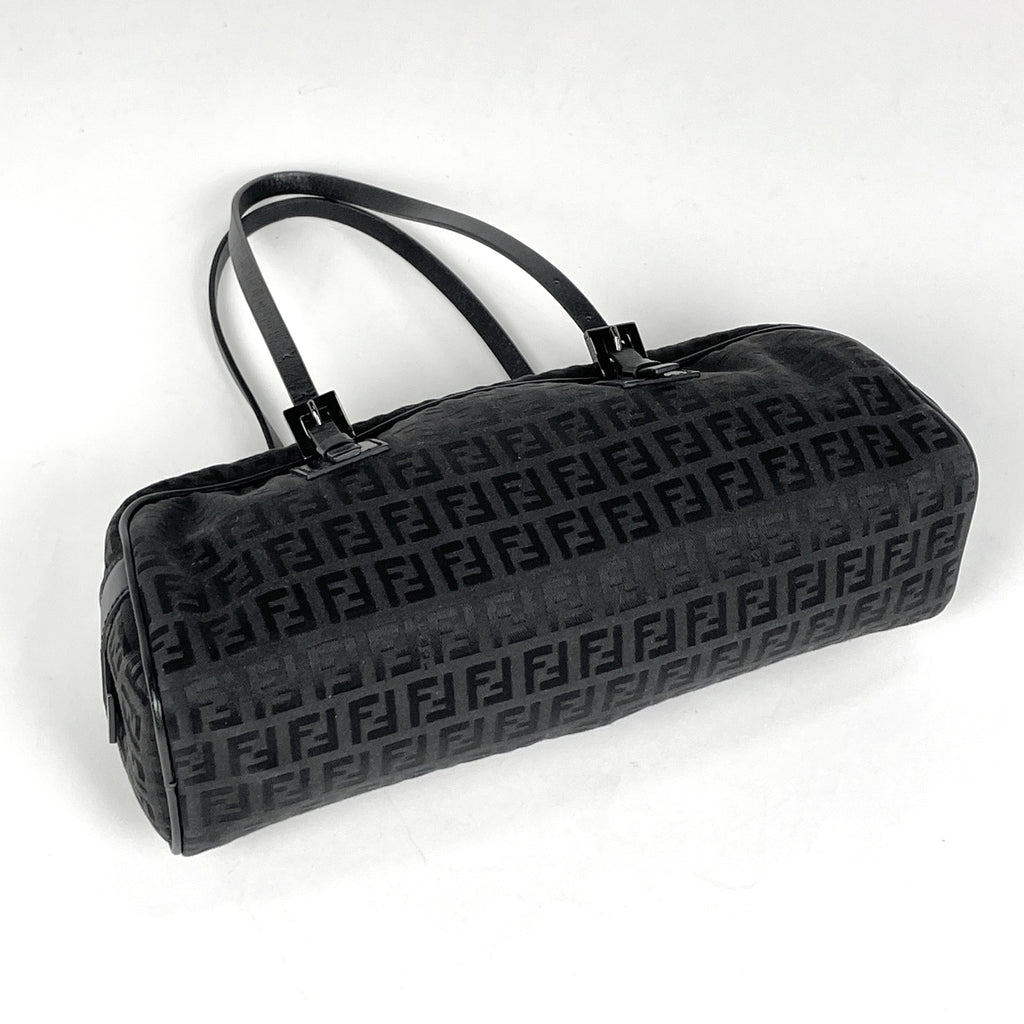 フェンディ ズッキーノ柄 キャンバス ミニ ハンドバッグ トートバッグ 黒 フェンディ ズッキーノ柄 キャンバス ミニ ハンドバッグ トートバッグ
