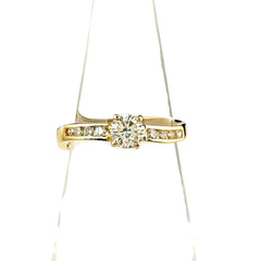 ダイヤモンド デザインリング YG イエローゴールド 指輪 リング 6号 750 ダイヤモンド レディース ノンブランドジュエリー 【中古】nbjwl