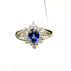 サファイア デザインリング プラチナ メレダイヤ 指輪 リング 10号 Pt900 サファイア ダイヤモンド レディース ノンブランドジュエリー 【中古】nbjwl