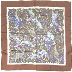 エルメス カレ 90 COLS VERTS マガモ スカーフ シルク ピンクベージュ マルチカラー レディース ブランドバッグ・小物 【中古】brbag