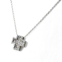 ポンテヴェキオ クロスモチーフ デザインネックレス ペンダント メレダイヤ 十字架 ネックレス K18 ダイヤモンド レディース ブランドジュエリー 【中古】brjwl