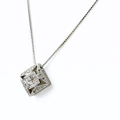 メレダイヤ デザインネックレス WG ホワイトゴールド ペンダント ネックレス K18 WG ダイヤモンド レディース ノンブランドジュエリー 【中古】nbjwl