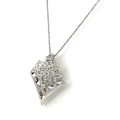 メレダイヤ デザインネックレス WG ホワイトゴールド ペンダント ネックレス K18 WG ダイヤモンド レディース ノンブランドジュエリー 【中古】nbjwl