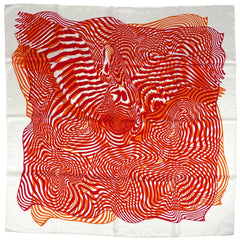 エルメス カレ90 ONDE DE CHIC 洗練の波 スカーフ シルク ホワイト レッド レディース ブランドバッグ・小物 【中古】brbag