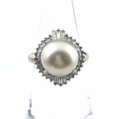 パール デザインリング プラチナ 指輪 メレダイヤ 真珠 リング 11.5号 Pt900 パール ダイヤモンド レディース ノンブランドジュエリー 【中古】nbjwl