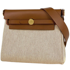 エルメス エールバッグ ジップ 20 斜め掛け ショルダーバッグ トワルアッシュ ナチュラル ブラウン K レディース ブランドバッグ・小物 【中古】brbag