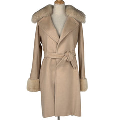 マックスマーラ ファー付き コート ベルト付き アウター その他コート ベージュ レディース ブランドアパレル 【中古】brapp