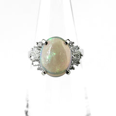 オパール デザインリング リング 11.5号 Pt900 オパール ダイヤモンド レディース ノンブランドジュエリー 【中古】nbjwl