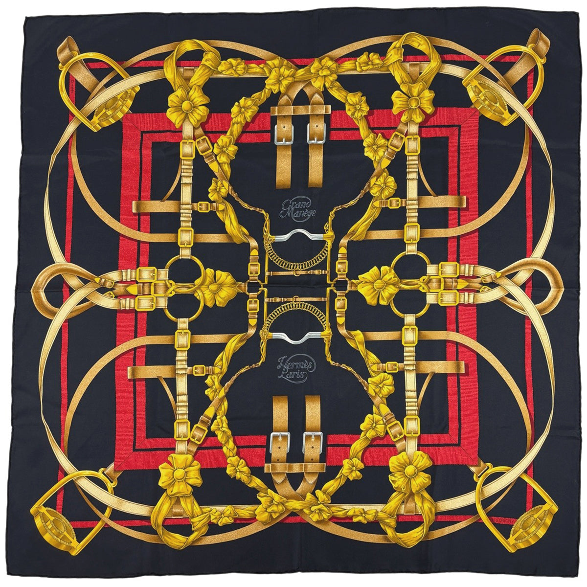 エルメス カレ 90 Grand Manege 大調教術 馬具スカーフ エルメス カレ 90 Grand Manege 大調教術 馬具 スカーフ シルク