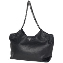 プラダ ロゴ チェーン トートバッグ 肩掛け トートバッグ レザー ネロ(ブラック) レディース ブランドバッグ・小物 【中古】brbag