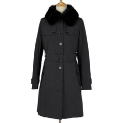 バーバリー トレンチコート ダウンライナー付き ファー アウター トレンチコート ブラック レディース ブランドアパレル 【中古】brapp