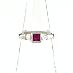 ルビー デザインリング プラチナ メレダイヤ 指輪 リング 11号 Pt900 ルビー ダイヤモンド レディース ノンブランドジュエリー 【中古】nbjwl