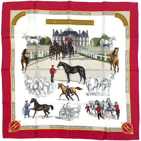 エルメス★カレ90「Les haras nationaux国立種馬飼育場シルク エルメス カレ 90 LES HARAS NATIONAUX 国立種馬飼育場 スカーフ