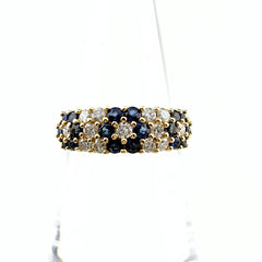 サファイア デザインリング YG イエローゴールド 指輪 メレダイヤ リング 12号 K18 サファイア ダイヤモンド レディース ノンブランドジュエリー 【中古】nbjwl