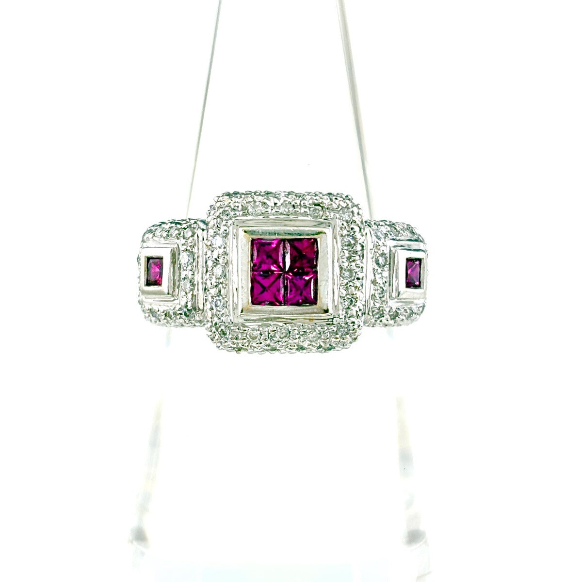 ルビー デザインリング メレダイヤ 指輪 リング 12号 K18 ルビー