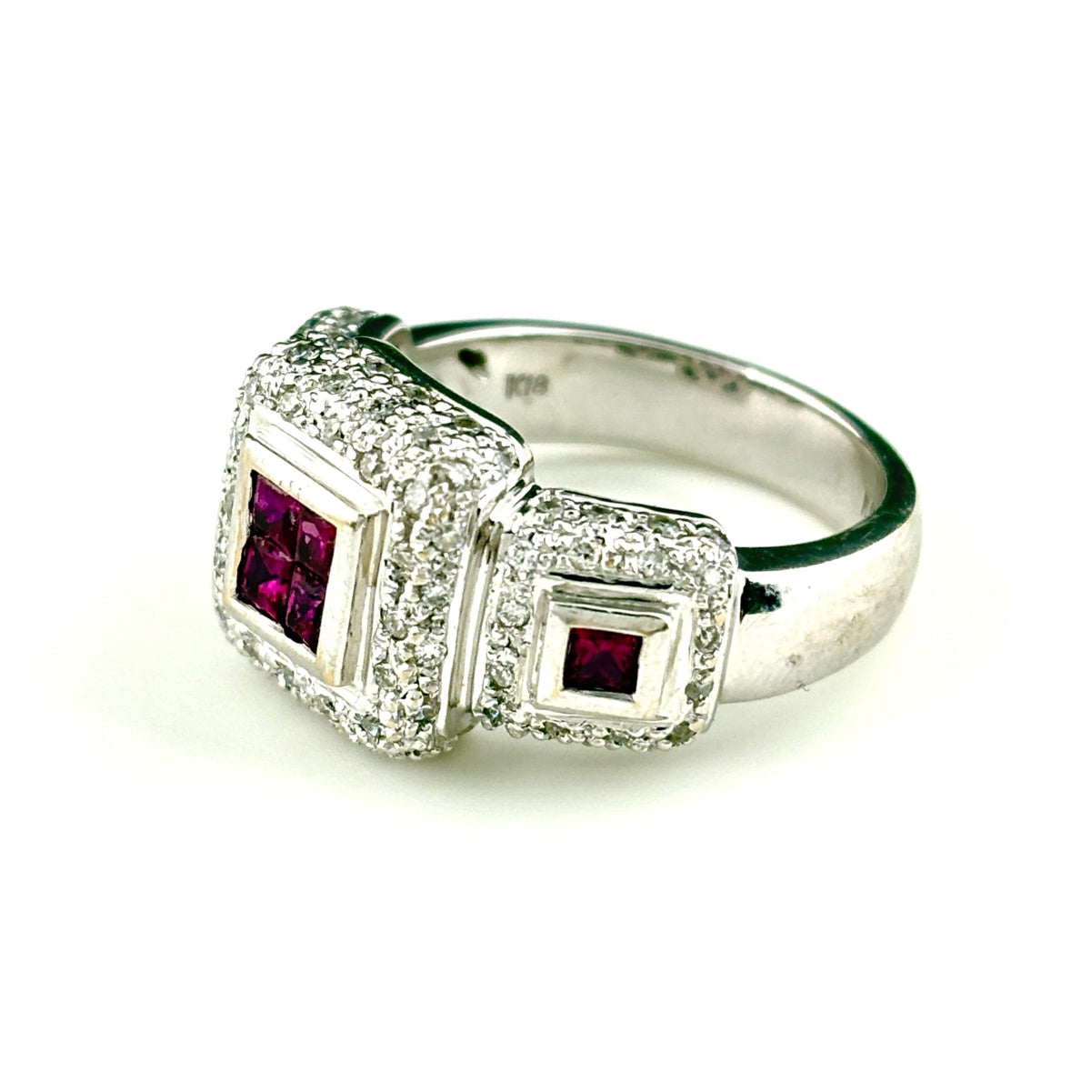 k18 メレダイヤ12号リング ルビー デザインリング メレダイヤ 指輪 リング 12号 K18 ルビー