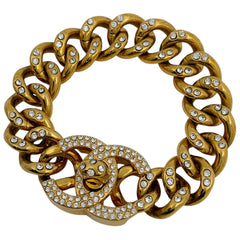 シャネル ココマーク ラインストーン チェーン ブレスレット ターンロック ブレスレット GP ゴールド レディース ブランドアクセサリー 【中古】bracc