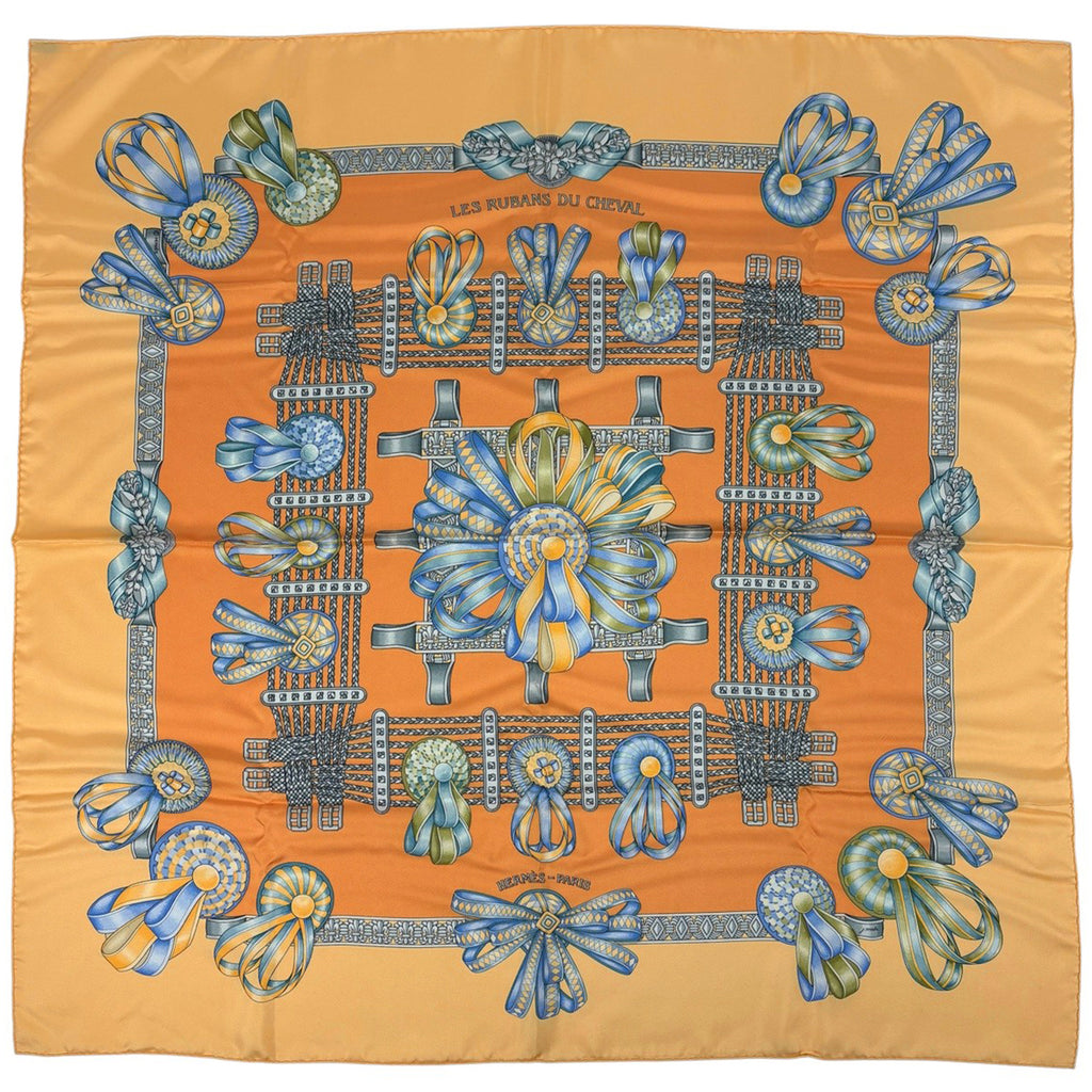 エルメス カレ 90 LES RUBANS DU CHEVAL 馬のリボン飾り スカーフ