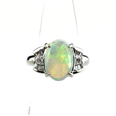 オパール デザインリング プラチナ メレダイヤ 指輪 リング 12.5号 Pt900 オパール ダイヤモンド レディース ノンブランドジュエリー 【中古】nbjwl