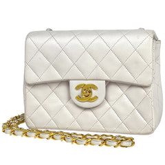 シャネル ミニ マトラッセ シングルフラップ チェーン ショルダーバッグ ココマーク ショルダーバッグ レザー ホワイト A01115 レディース ブランドバッグ・小物 【中古】brbag