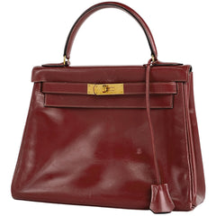 エルメス ケリー 28 内縫い ハンドバッグ ボックスカーフ ルージュアッシュ ケリー28 〇P レディース ブランドバッグ・小物 【中古】brbag