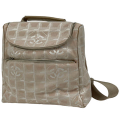 シャネル ニュートラベルライン リュックサック 2WAY ショルダーバッグ ココマーク リュック ナイロンジャガード ベージュ レディース ブランドバッグ・小物 【中古】brbag