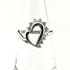 ハートモチーフ デザインリング プラチナ メレダイヤ 指輪 リング 12号 Pt900 ダイヤモンド レディース ノンブランドジュエリー 【中古】nbjwl