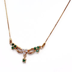 エメラルド デザインネックレス ネックレス K18 エメラルド ダイヤモンド レディース ノンブランドジュエリー 【中古】nbjwl