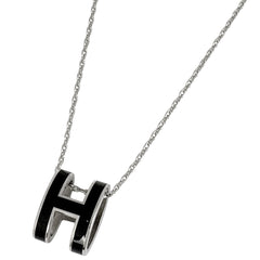 エルメス ポップアッシュ ネックレス Hロゴ ネックレス メタル シルバー ブラック レディース ブランドアクセサリー 【中古】bracc