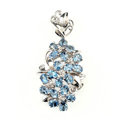 フラワーモチーフ ペンダントトップ K18 WG アクアマリン レディース ノンブランドジュエリー 【中古】nbjwl