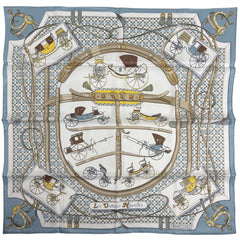 エルメス カレ70 Les Voitures Nouvelles 馬車の変遷 スカーフ シルク ブルー マルチカラー レディース ブランドバッグ・小物 【中古】brbag