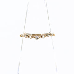 アガット メレダイヤ デザインリング YG イエローゴールド 指輪 リング 6.5号 K10 ダイヤモンド レディース ブランドジュエリー 【中古】brjwl