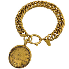 シャネル ロゴ チェーン ブレスレット ラウンド 腕輪 ブレスレット GP ゴールド レディース ブランドアクセサリー 【中古】bracc