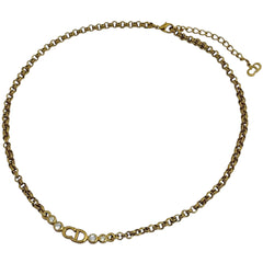 クリスチャンディオール ロゴ チェーン ネックレス CD ラインストーン ネックレス GP ゴールド レディース ブランドアクセサリー 【中古】bracc