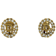 クリスチャンディオール ロゴ ラインストーン イヤリング オーバル イヤリング GP ゴールド レディース ブランドアクセサリー 【中古】bracc