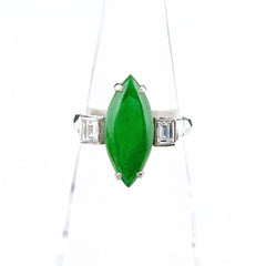 翡翠 デザインリング リング 10号 Pt900 ヒスイ ダイヤモンド レディース ノンブランドジュエリー 【中古】nbjwl