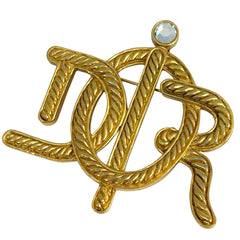 クリスチャンディオール ロゴ ラインストーン ブローチ GP ゴールド レディース ブランドアクセサリー 【中古】bracc