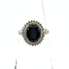 サファイア デザインリング プラチナ 指輪 メレダイヤ リング 10号 Pt900 サファイア ダイヤモンド レディース ノンブランドジュエリー 【中古】nbjwl