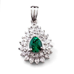 エメラルド デザインペンダントトップ ペンダントトップ Pt900 エメラルド ダイヤモンド レディース ノンブランドジュエリー 【中古】nbjwl