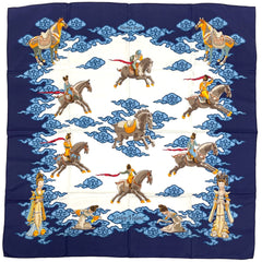 エルメス カレ 90 Galop Volant 空飛ぶギャロップ 馬 スカーフ シルク ブルー マルチカラー レディース ブランドバッグ・小物 【中古】brbag