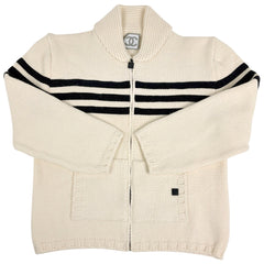 シャネル スポーツライン ニット パーカー ココマーク ジップアップ 06A アウター その他アウター ウール カシミヤ ホワイト ブラック レディース ブランドアパレル 【中古】brapp